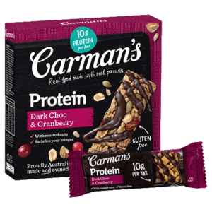 CARMANS GOURMET PROTEIN DARK CHOC CRANBERRY BARS