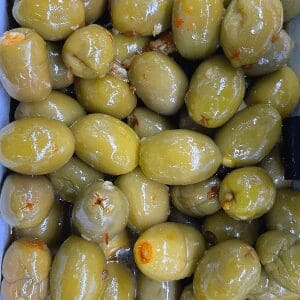 SEGRETI GREEN STUFFED OLIVES WITH BRIE AND SWEET CHILLI
